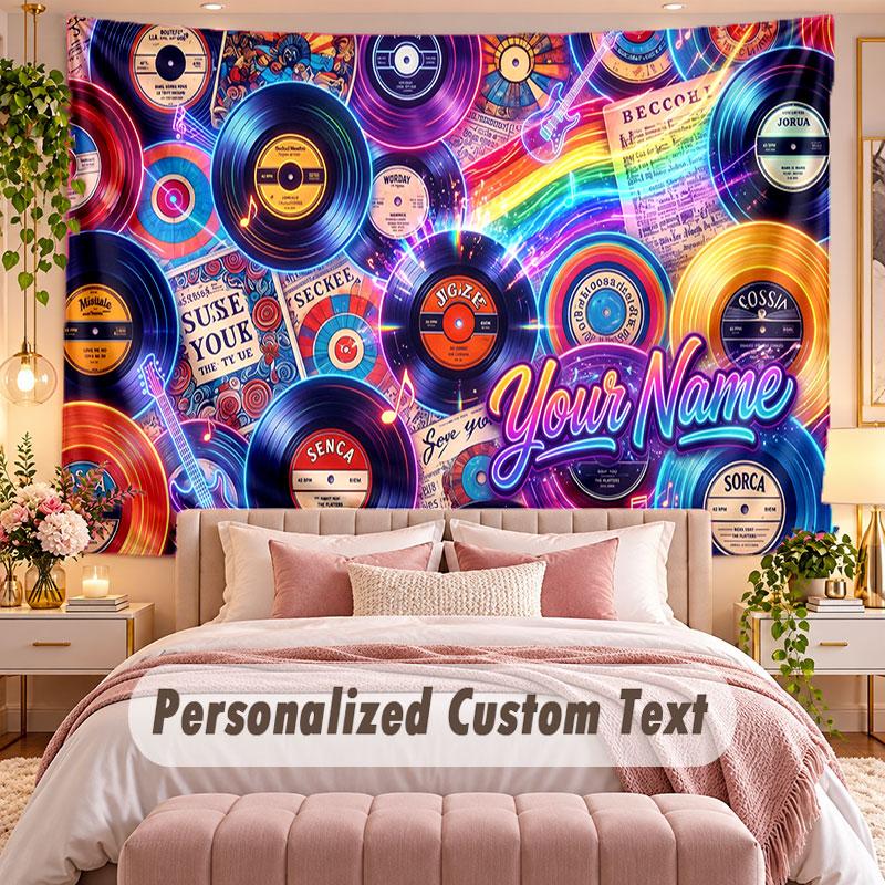Neon Abstract (91) Theme Wall Tapestry Customized With Name Text Personalized Hanging Tapestry For Bedroom Living Room Decor