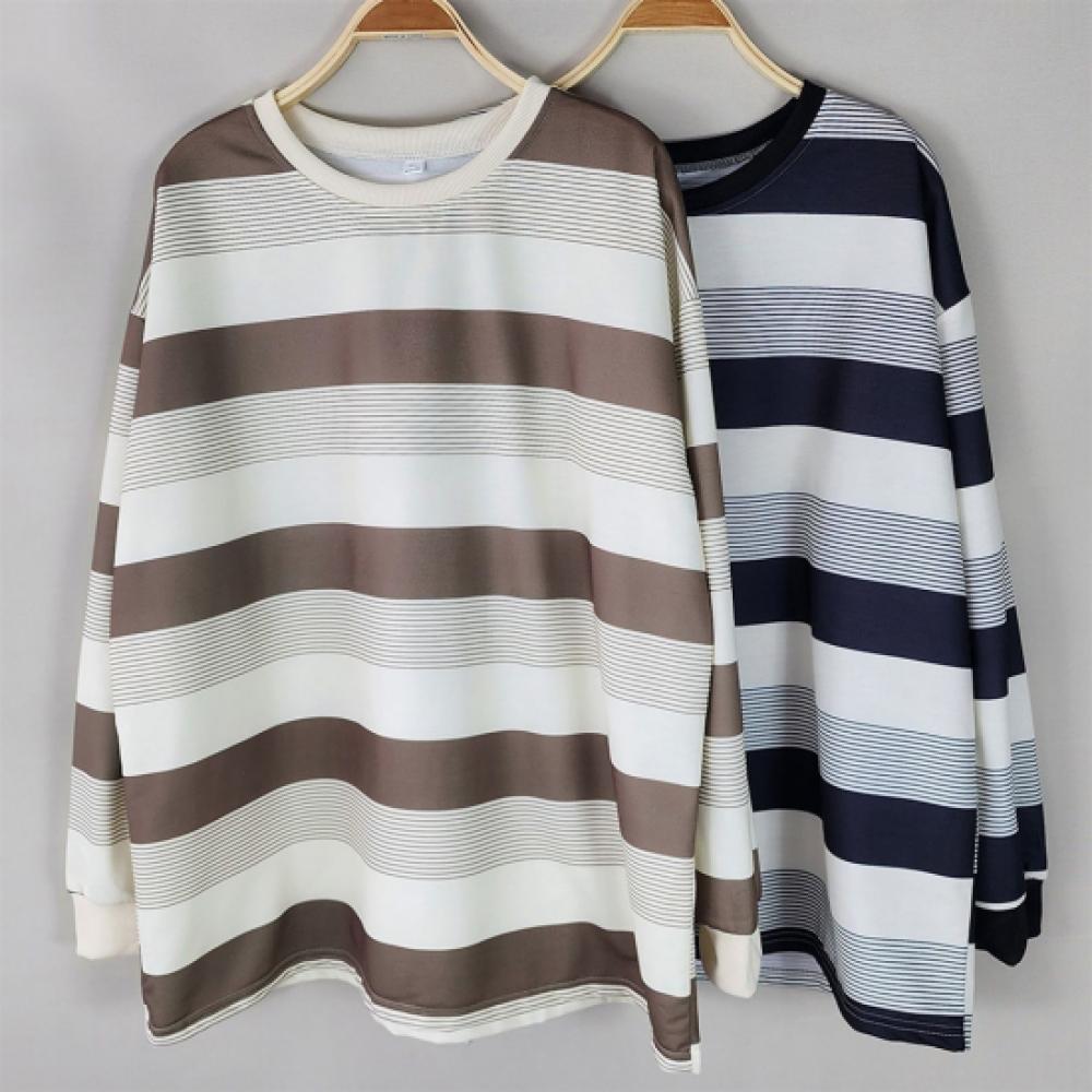 New Arrivals Open Run Women Loose FiT Long Sleeve STriped T shirT