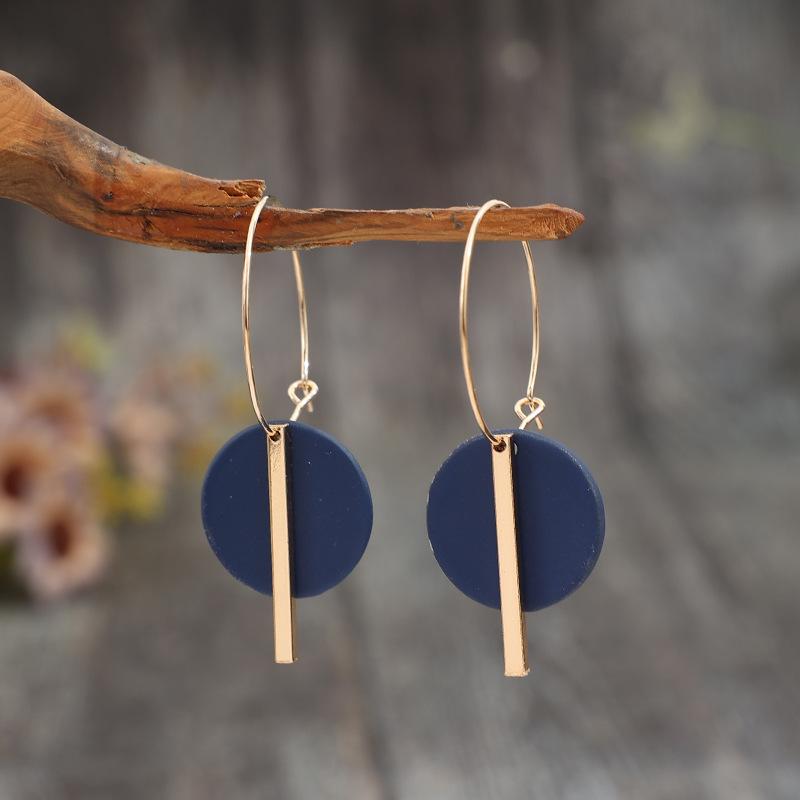 1 Pair Bohemian Minimalist Geometric Circle & Bar Shape Alloy Hoop Earrings, Fashion Multi-Color Alloy Earring Rings for Women, Gift