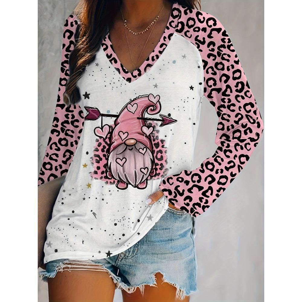 День святого Валентина Женская футболка больших размеров с принтом для фестиваля, с длинным рукавом