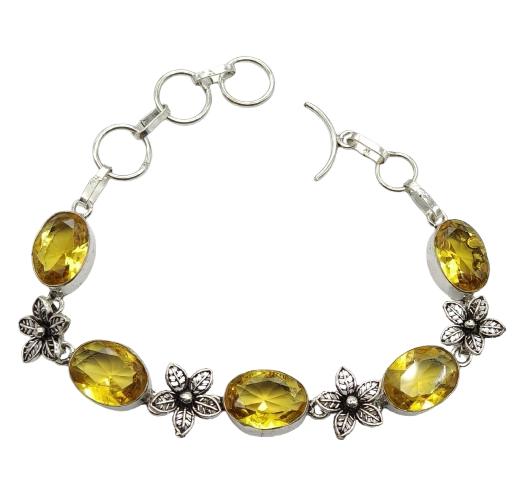 Citrine Gemstone Silver Plated Handmade Bracelet Jewelry BR 43