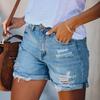 Летние женские шорты с рваными высокими поясами и застежкой-молнией на пуговицах с несколькими карманами, уличная одежда с отложным краем