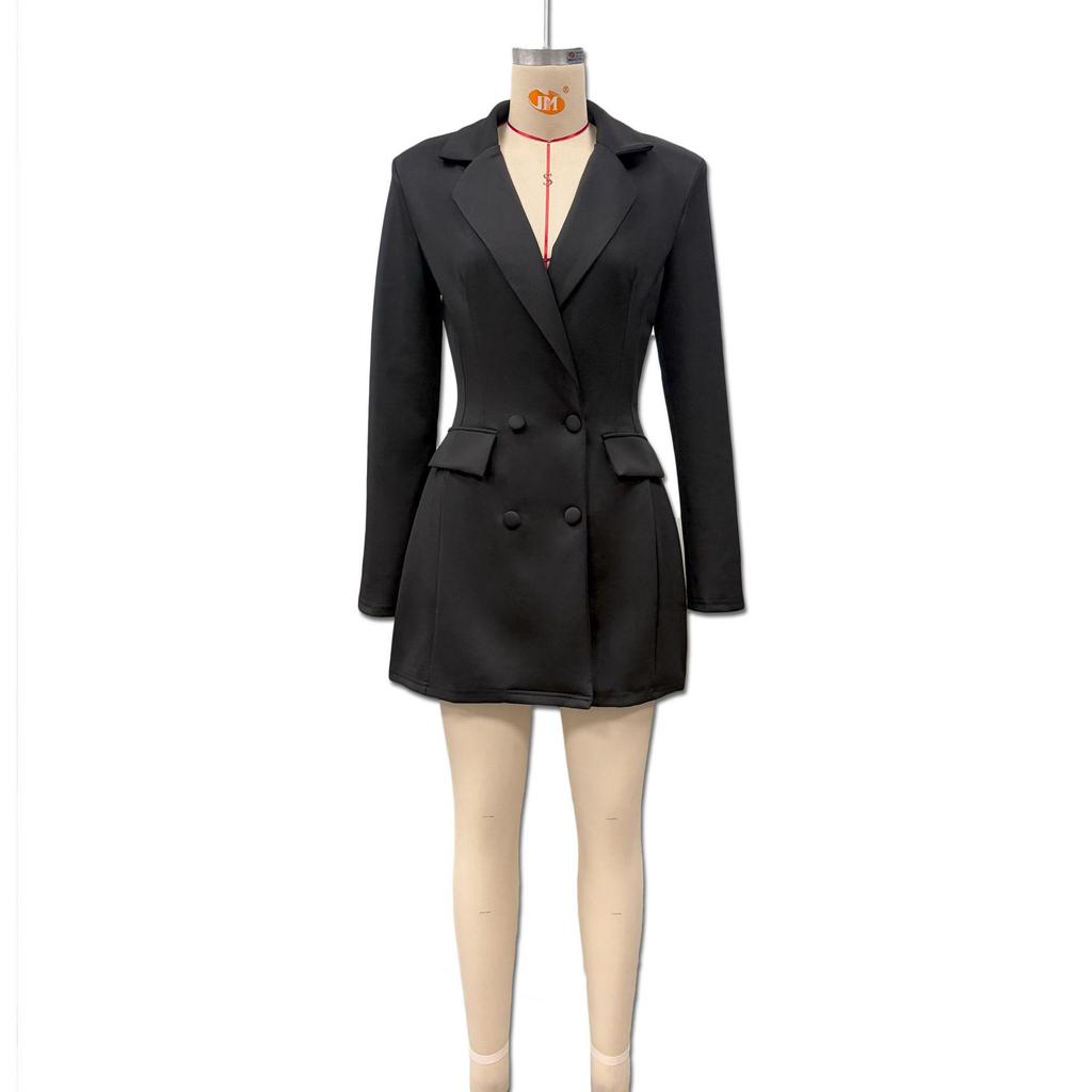 2025 Осень Сексуальное платье с глубоким V-образным вырезом и длинным рукавом в европейском и американском стиле, облегающее, повседневное