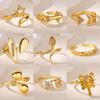 Fashion Gold-plated Zircon Diamond Ring Opening Adjustable Gypsy Snake Hollow Ring