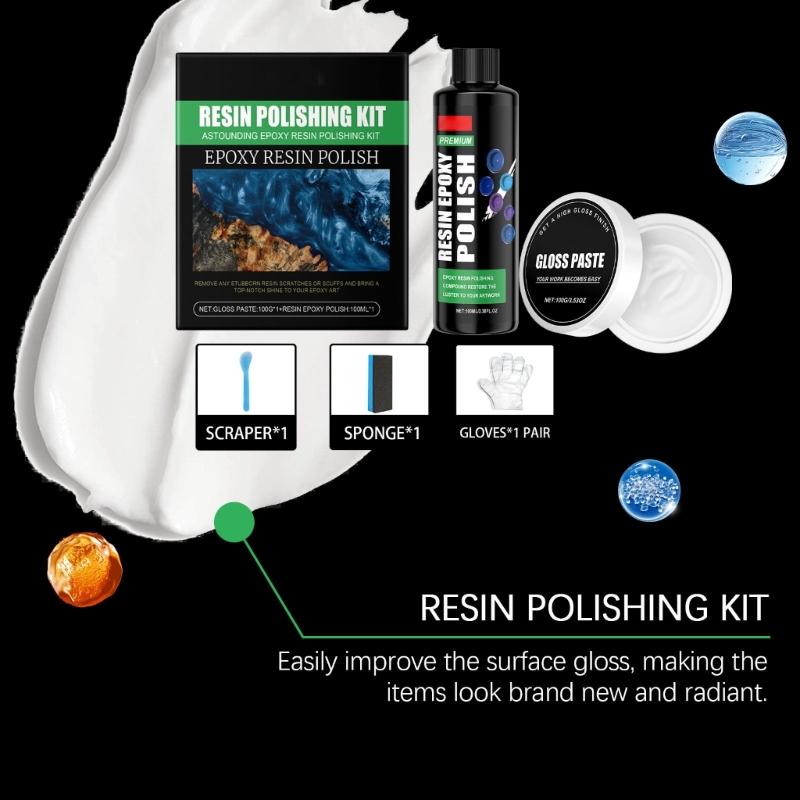 Professional Resin Polishing Set Polish Compound Sandings Sponges Scrapers For DIY Craft Projects And Surfaces Refinishing