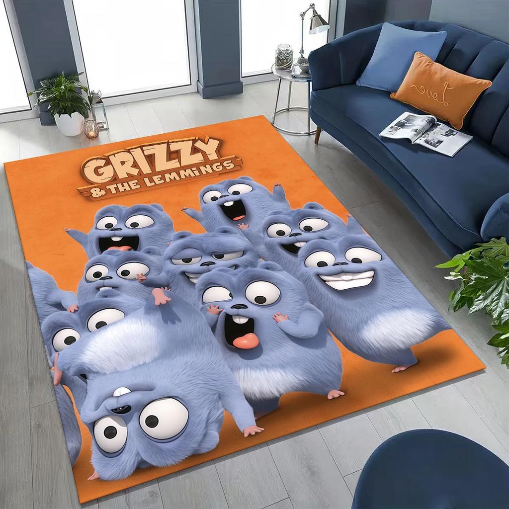 Забавный ковер-ковер из мультфильма «Гризли и лемминги» для спальни, гостиной, дивана, придверный коврик, декор, большой детский игровой нескользящий коврик для пола