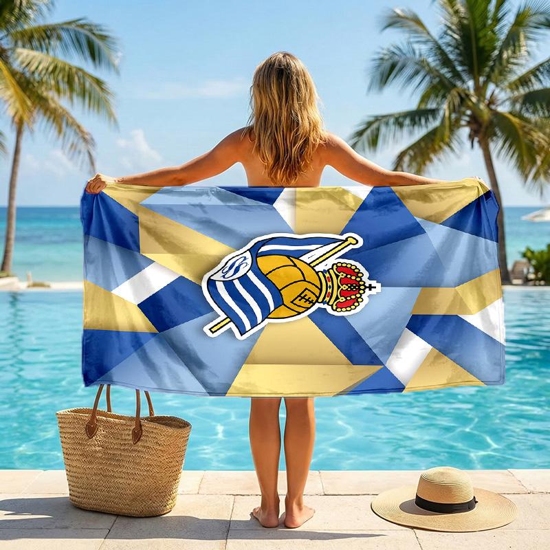 Real Sociedad FC print Quick Dry Beach Towel Microfiber Absorbent Portable Travel Swimming Towel