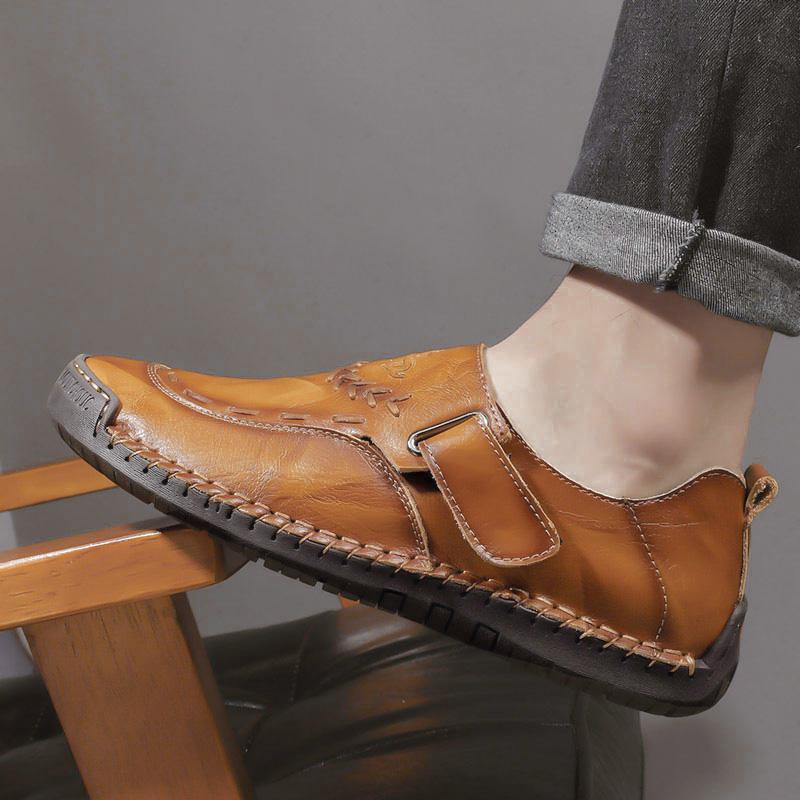 Модная мужская обувь слипоны, удобная, на плоской подошве, кожаная, мужская, дышащая, для улицы, повседневная, слипоны, из коровьей кожи, для ходьбы, большой размер 48