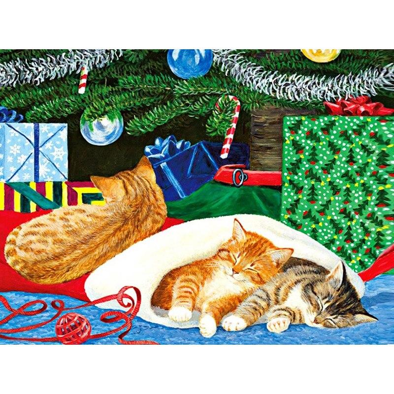 5D DIY Diamond Painting Cute Cat Diamond Embroidery Animal Flowers Cross Stitch Full Square Round Drill Home Decor Manual Gift