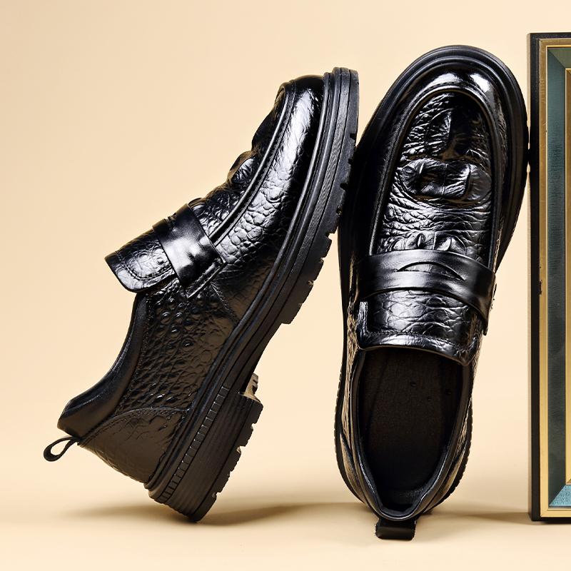 Модные мужские мокасины с толстой подошвой, повседневная кожаная обувь, модные мужские туфли-лодочки с крокодиловым узором, мужская обувь для торжественного платья, туфли на плоской подошве