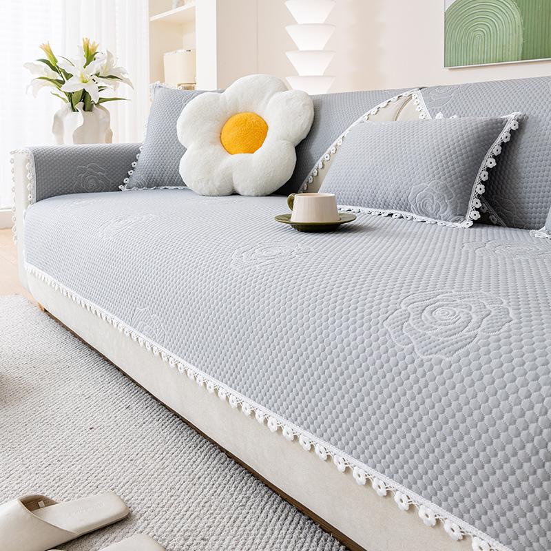 Summer Sofa Cushion, Solid Color Seat Cushion, Cool Cushion, Sofa Cover, Ice Cushion, Advanced One-Piece Combination Sofa  New