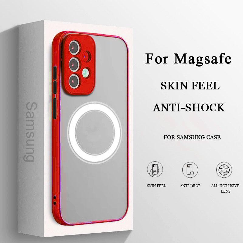 Матовый магнитный чехол для Samsung Galaxy S24 S23 S22 S21 S20 Ultra Plus FE A54 A53 A52 A32 A13 A34 4G 5G, чехол для беспроводной зарядки
