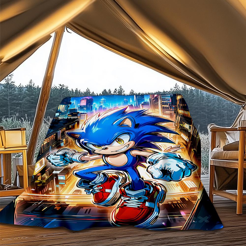 1 шт. Фланелевое одеяло Sonic для улицы для девочек, мягкое, легкое, идеально подходит для кемпинга и в качестве подарка, Цифровое