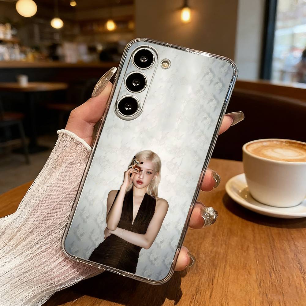 K-Kpop Idol Singer R-Rosé Phone Case For Samsung Galaxy S24 S25 S23 S22 S21 Plus S24 S25 Transparent Cover Case