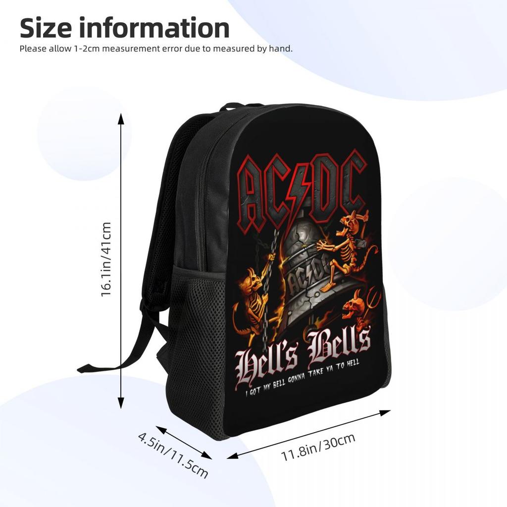 Рюкзаки Hells Bells AC DC для женщин и мужчин, водонепроницаемые, для колледжа, школы, винтажная рок-сумка с принтом, ранцы