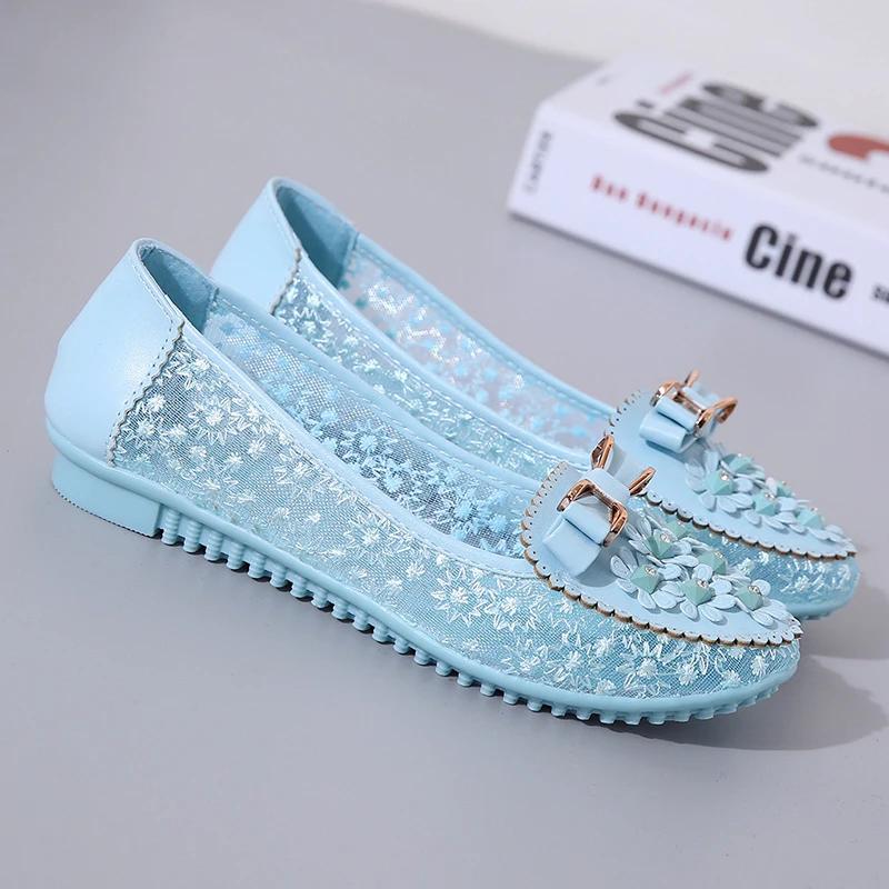 Spring Women's Flat Shoes Fashion Breathable Mesh Pionted Toe Ballet Flats for Women Outdoor Ladies Light Casual Walking Shoes