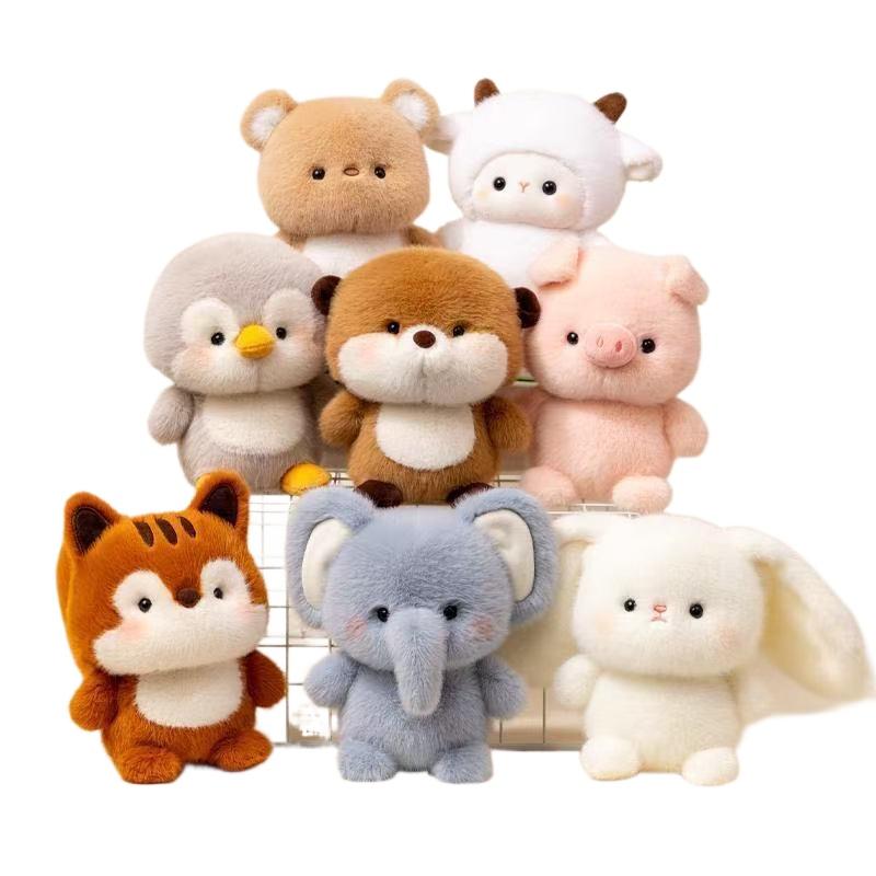 Новая серия мягких плюшевых кукол-подушек Kawaii с животными: Слон, Свинья, Собака, Овца, Пингвин, Енот, Кошка. Милая плюшевая игрушка, подарок для мальчиков или девочек