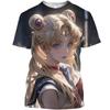 New Hot Selling Sailor Moon Anime 3D Printed Children's Plus Size Men's and Women's T-shirts Summer Fashion Casual Cute Girls' T