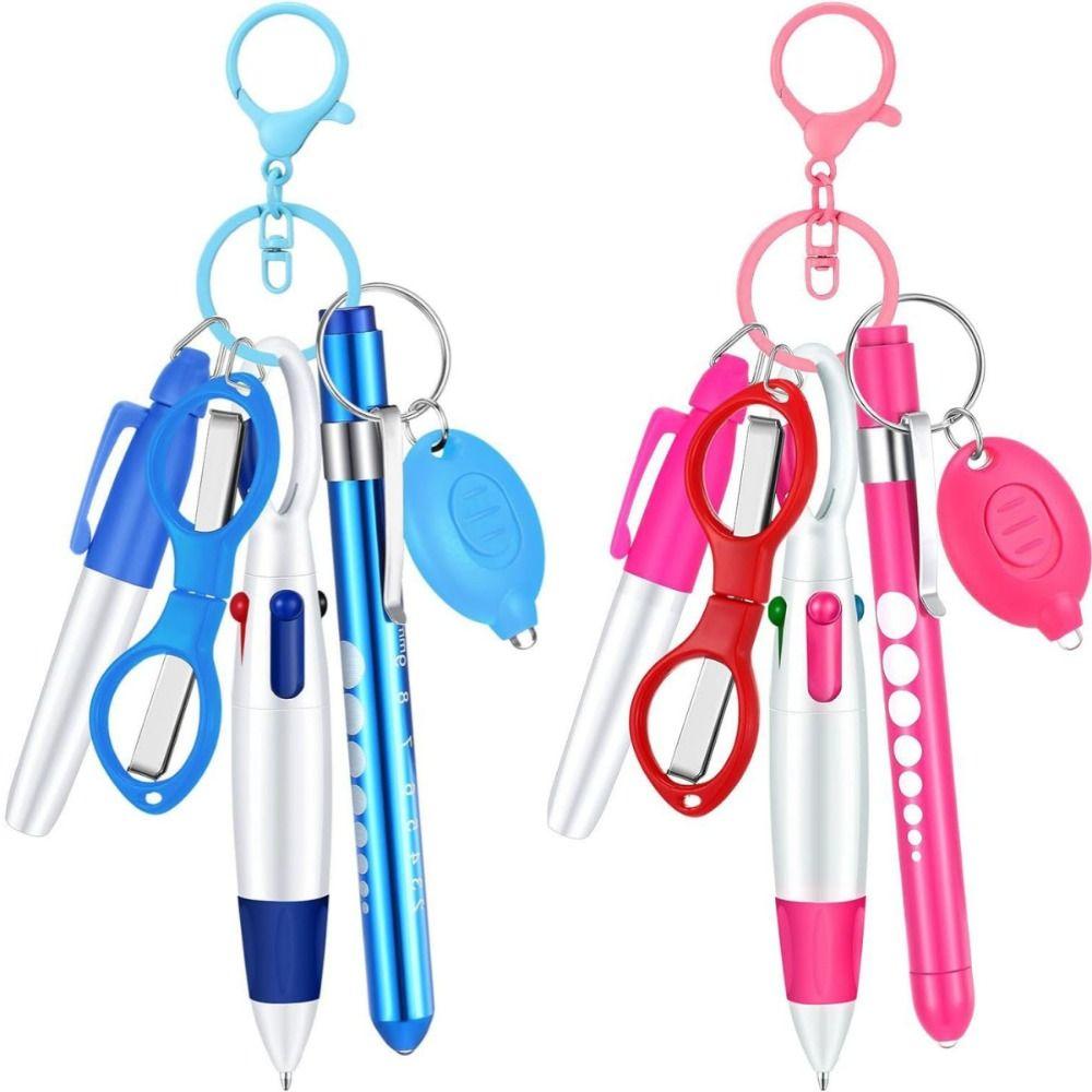 Badge Clip Retractable Ball Pen Set 6-in-1 Multifunction Permanent Marker