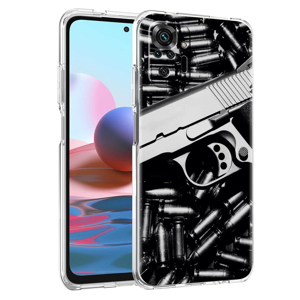 Прозрачный чехол для телефона с изображением пистолета и пуль для Redmi 10c Note 11 11T 8A 9A 9C 8 9 10 K40 Plus 12 Pro 4G Мягкая защитная крышка Capas