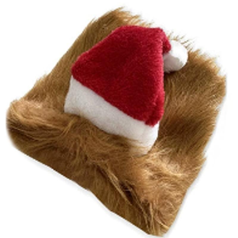 Dog Christmas Costume Lions Mane Wigs And Santa Hat For Holiday Parties Pet Dress Up