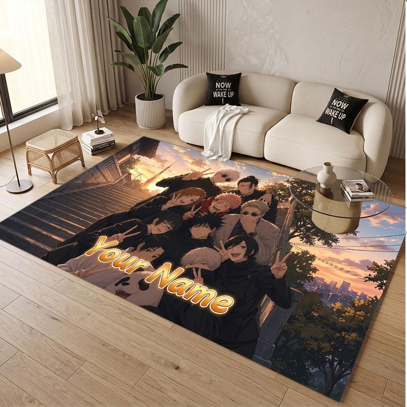 Custom Name Crystal Velvet Rug,Jujutsu Kaisen Comfortable Anti Slip Floor Mat For Room Decoration