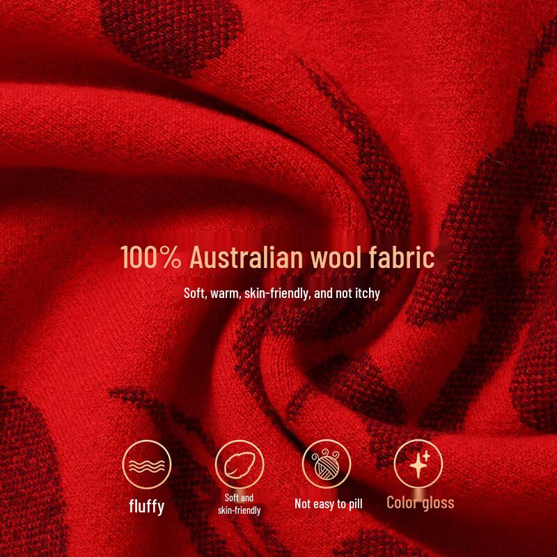 Hengyuanxiang Women's Red Wool Scarf