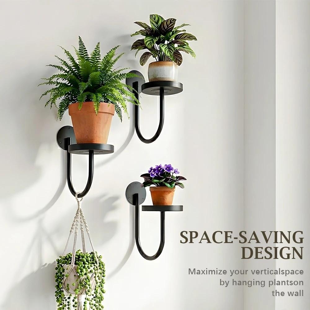 Space Saving Hanging Plant Stand Sturdy Iron Planter Rack Wall Mounted Plant Holder Office Decor