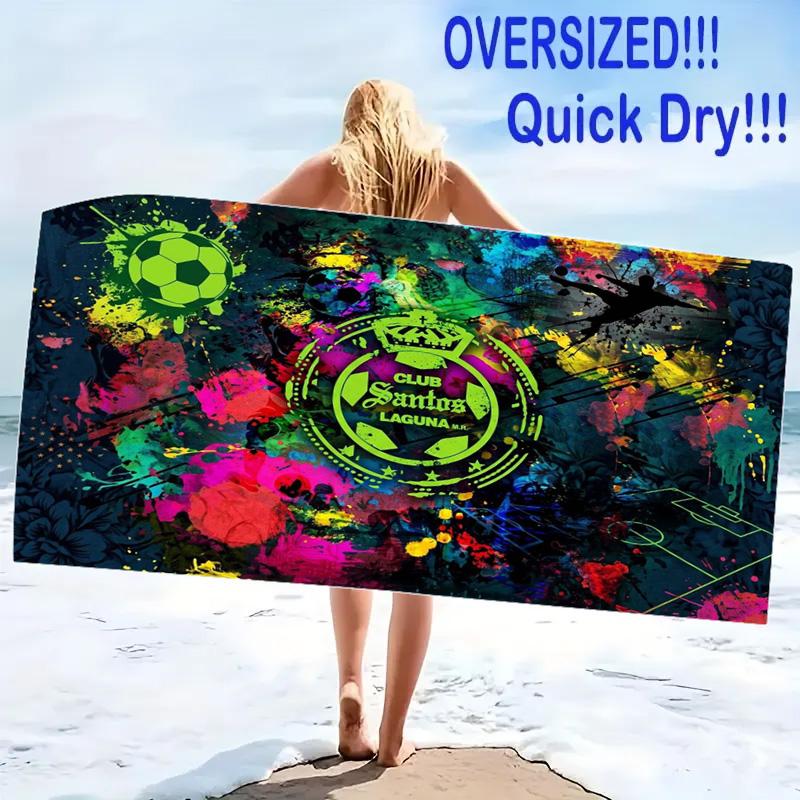 Santos Laguna Print Beach Towel, Large Soft Quick Dry Towel for Beach Camping Swimming
