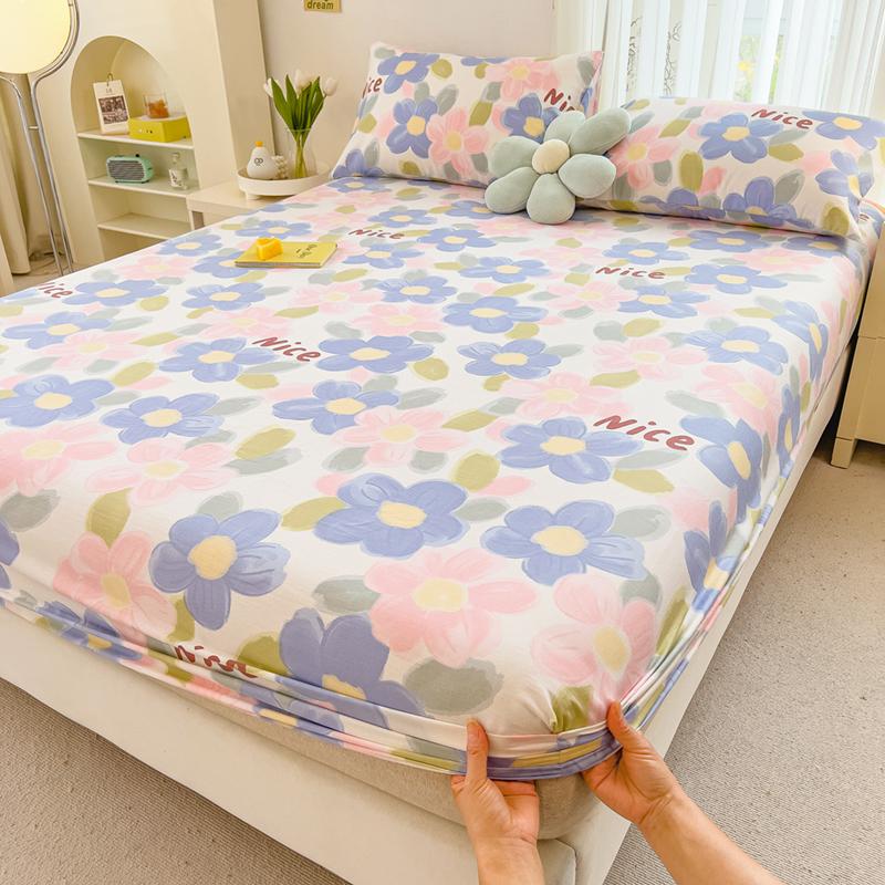Pure Cotton Bedsheets Skin-friendly Fitted Sheet Cartoon Style Bed Linen Queen Size Bed Cover sabanas (Pillowcase Need Order)