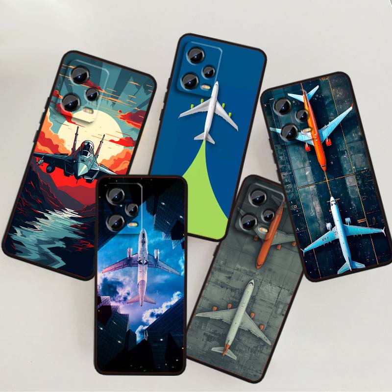 Модный рисунок самолета Для Xiaomi Redmi Note 15 14 13 12 12S 11E 11 11S Pro Plus 4G 5G Черный Мягкий ТПУ Чехол для телефона