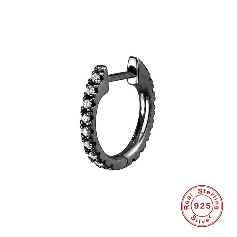 Серьги-клипсы цвета оружейного металла с ушной застежкой, легкая роскошь, полностью бриллиантовые, клипсы для ушной раковины, клипсы для козелка, серьги из стерлингового серебра S925, серьги для крутой девушки