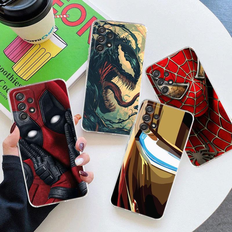 Прозрачный чехол Marvel Deadpool Ironman Venom для Samsung Galaxy A57 A37 A56 A36 Чехлы A55 A54 A35 A26 A07 A17 A16 A06 A36 A15 Чехол