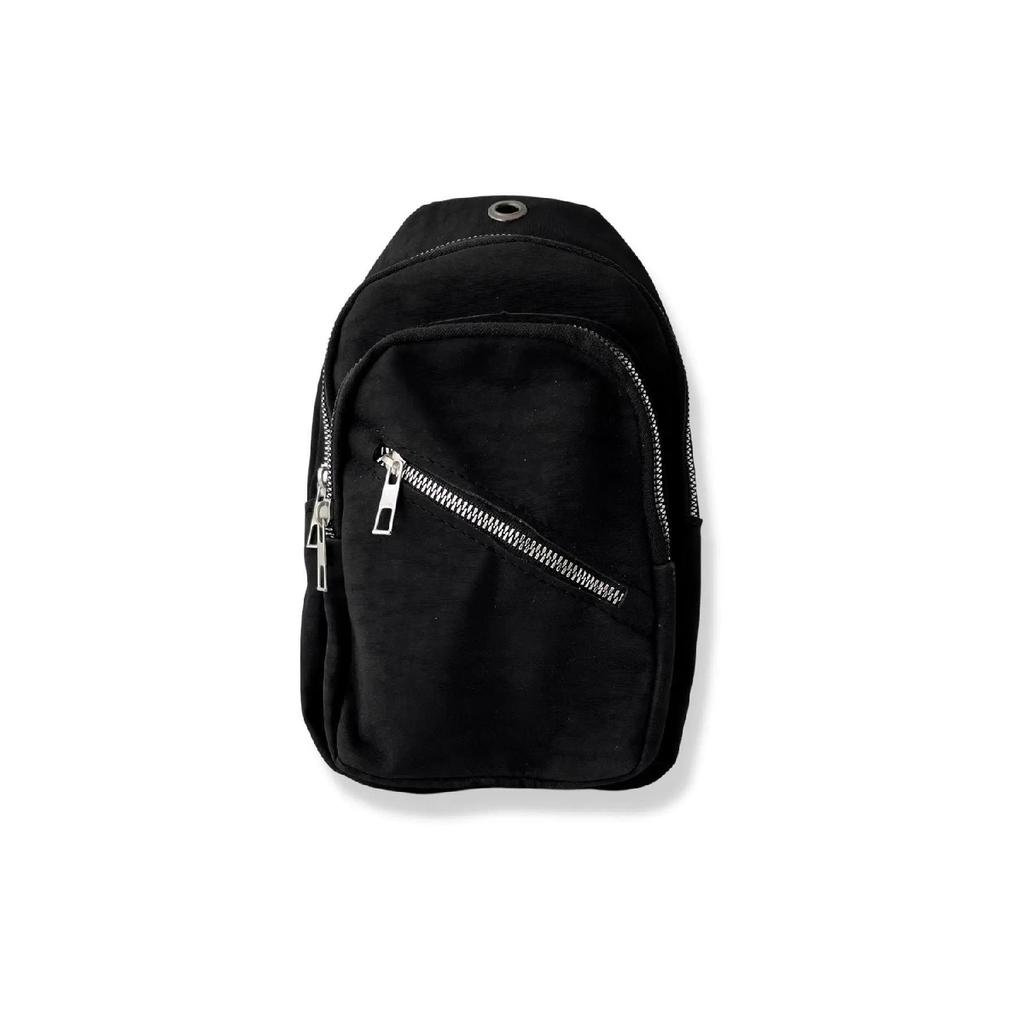 Unisex Gray Side Cross Chest And Waist Bag With Headphone Usb Port And Mobile Phone Compartment