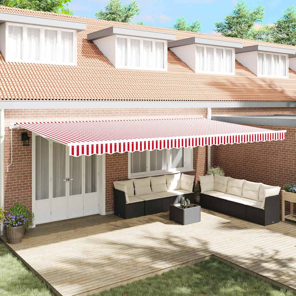 Retractable Awning Red and White 600 x 300 cm