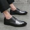 Большие размеры мужские деловые кожаные туфли модные кожаные туфли с узором под крокодила на шнуровке кожаные туфли в британском стиле для джентльменов