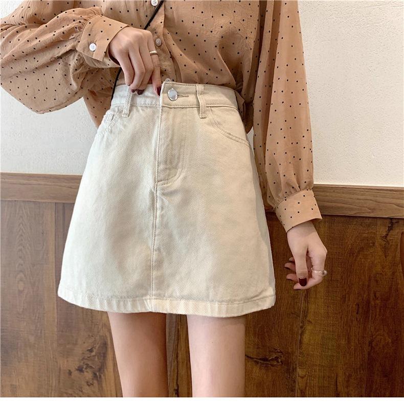 Летняя джинсовая юбка до половины тела, женская однотонная тонкая юбка с высокой талией и короткими рукавами для отдыха