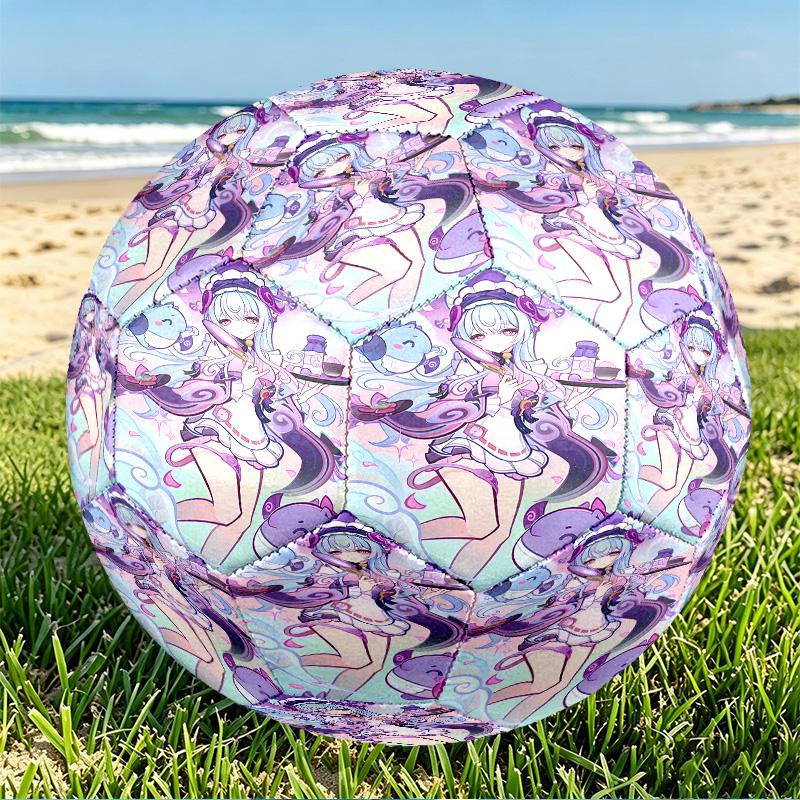 Genshin Impact Print Size 5 Soccer Ball, PU Wear Resistant Football for Match Training and Daily Practice, Birthday Gift for Soccer Fans