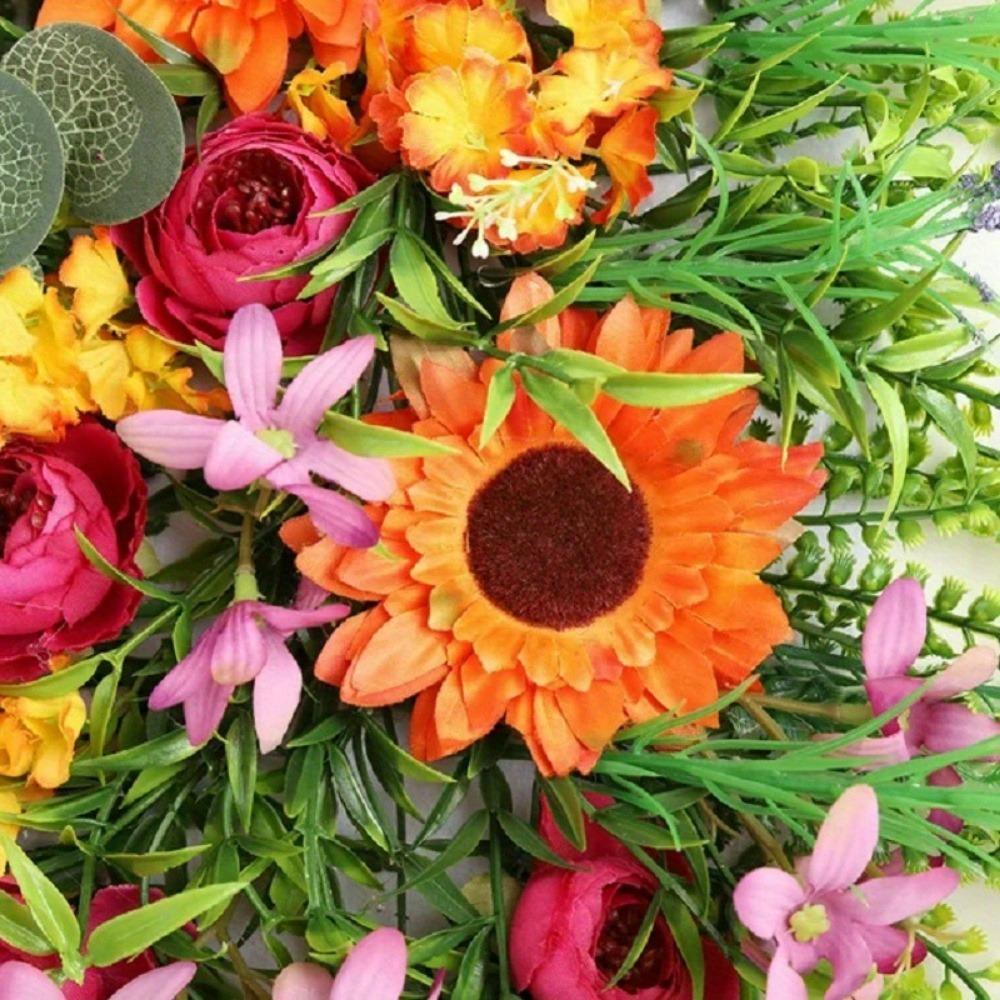 45 см искусственный осенний венок в виде капли урожая, осенний венок из подсолнухов, подвесные украшения для дверей, осенняя капля для Дня благодарения, декор осеннего фестиваля