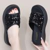 Summer Platform Slippers Women's 2025 New Cool Slippers Women's Muffin Sequins Wear Beach Fashion Word Sandals