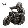 3D Printed Resin Model Skull Motorcycle Rider Statue, Cool Gothic Biker Skeleton Halloween Party Decoration Figurine, Motorbike Sculpture Desktop Car