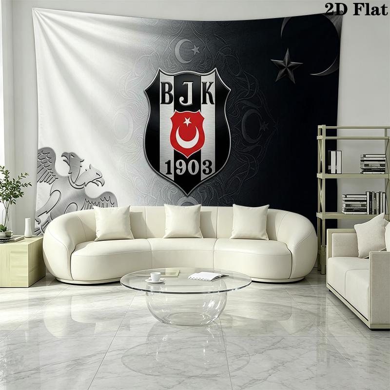 BJK Besiktas Wall Tapestry Aesthetic Wall Hanging Printed Fabric Blanket Decorative Tapestries for Bedroom Living Room Home Decor