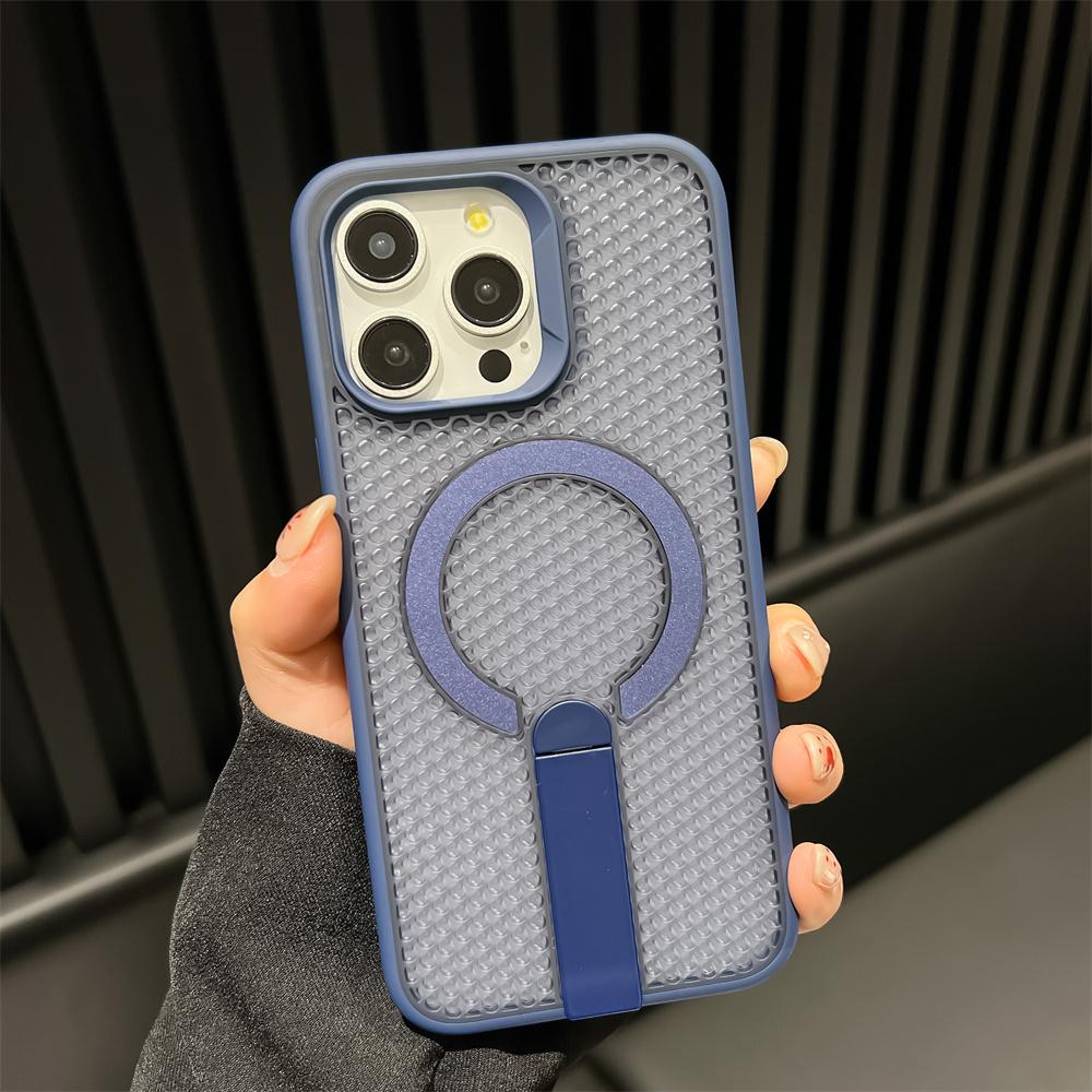 Heat Dissipation For Magsafe Magnetic Bracket Case For iPhone 17 Air 16 E 15 14 Plus 13 12 Pro Max 11 XR Breathable Stand Cover