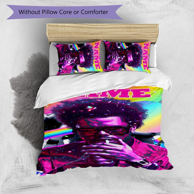 3pcs Custom Name The Weeknd Bedding Set Duvet Cover Closure Includes 1 Duvet Cover & 2 Pillowcases for All Seasons Bedroom Decor