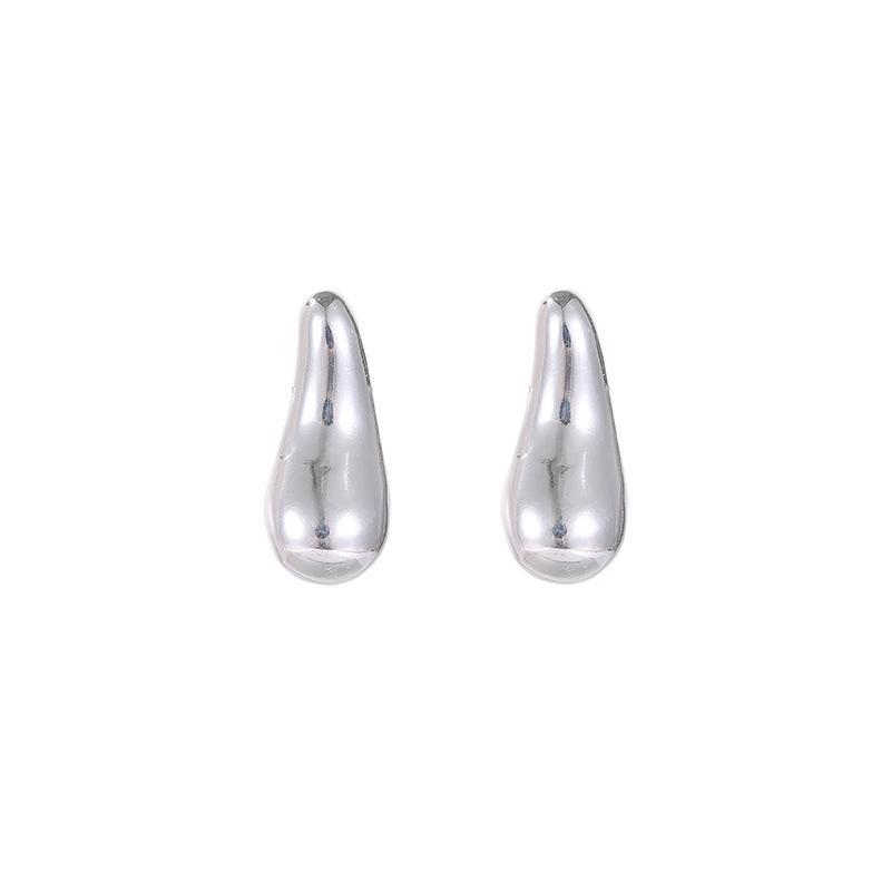 Simple smooth water drop stud earrings for women's daily versatile fashionable commuting thin earrings for girlfriend's Valentine's Day gift