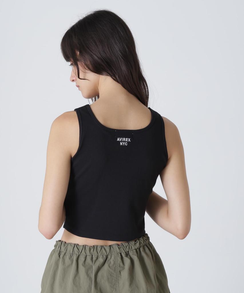 Avirex EMBROIDERY BRATOP Store Embroidered Bra Tank Size (Official Exclusive) Women's Top, Top, M, 010, Black, 783-4237601