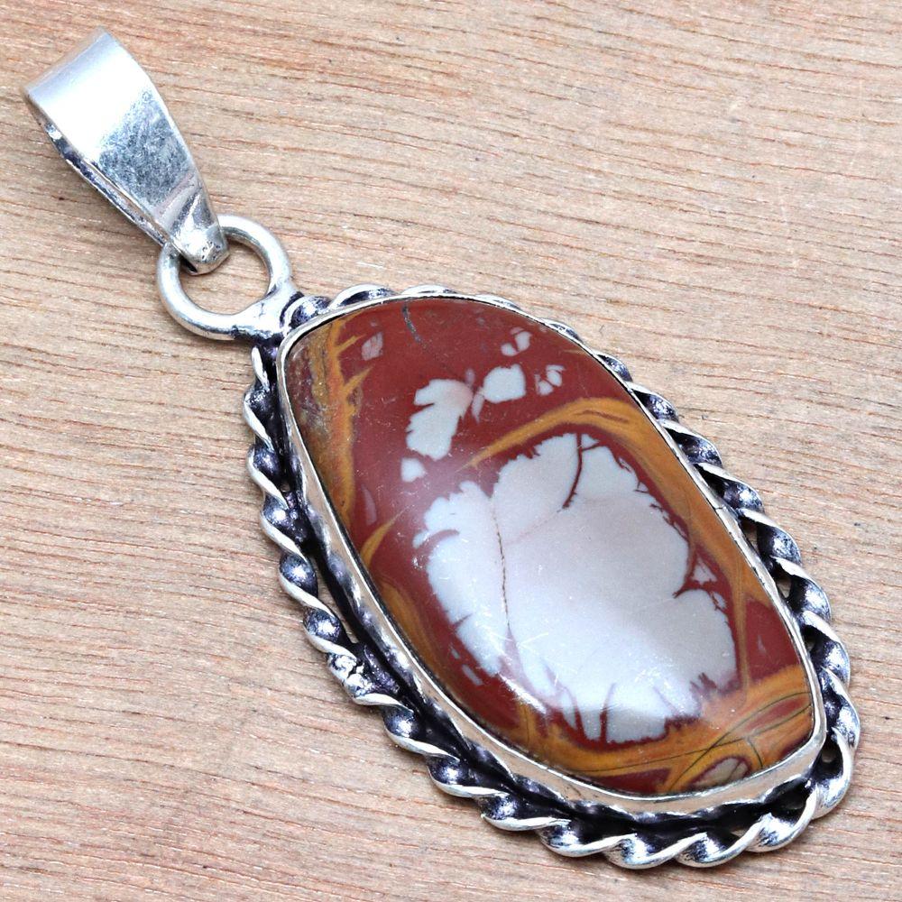 Подвеска дизайнерская яшма драгоценный камень ручной работы подарок для нее серебряные украшения 2"