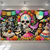 2D Cinco De Mayo Colorful Paper Flag Music Note Floral Photography Background Cloth