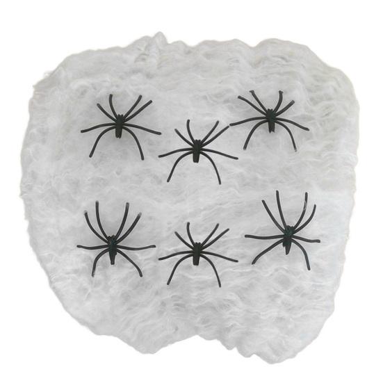 Halloween Decoration White Spider Web Stretchable Cotton Cobweb Decor with 100 Plastic Spiders Safe Indoor Halloween Props