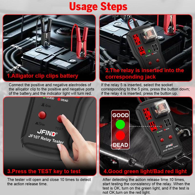Newest Relay Tester 12V 24V Universal Electronic Automotive Car Circuit Detector Battery Checker Auto Repair Tool Voltage Tester